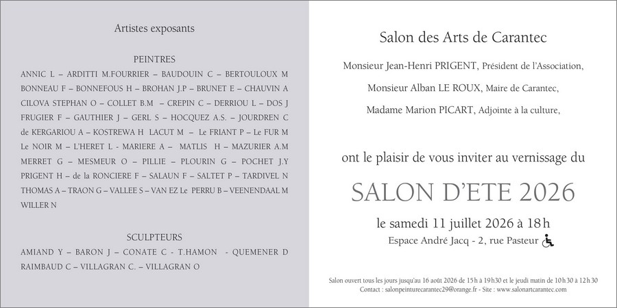 2026 Carantec - invitation vernissage Salon des arts